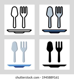 plate spoon and fork icon vector design in filled, thin line, outline and flat style.