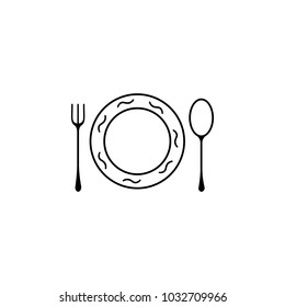 a plate with a spoon with a fork icon.Element of popular tourism icon. Premium quality graphic design. Signs, symbols collection icon for websites, web design,