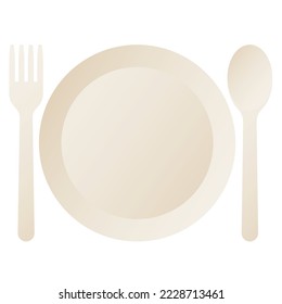 Plate spoon fork isolated on white background, illustration, icon, element