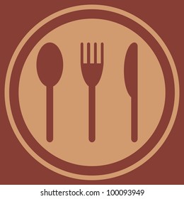 Plate with a spoon, fork and knife (EPS 8)