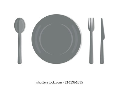 plate spoon fork and knife on the table cutlery icons set