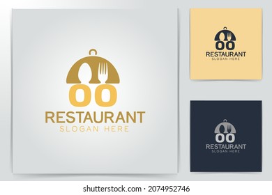 plate, spoon, fork, letter O O restaurant logo Designs Inspiration Isolated on White Background