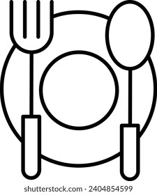 Plate Spoon and Fork Outline vector illustration icon