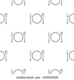Plate spoon and fork pattern seamless flat style for web vector illustration