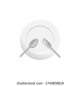 Plate with spoon and fork vector design