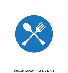 Plate, spoon and fork vector icon