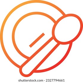 Plate And Spoon Gradient Icon - Single Icon, Vector