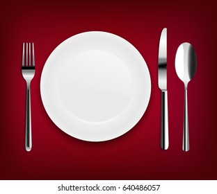 Plate With Spoon Gradient Mesh  Vector Illustration