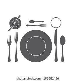 plate with spoon, knife and fork