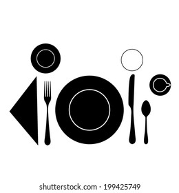 plate with spoon, knife and fork