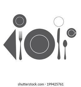 plate with spoon, knife and fork