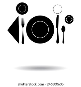 plate with spoon, knife and fork 