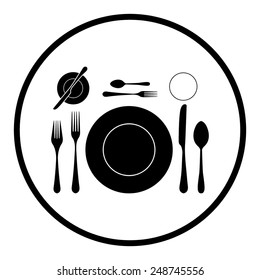 plate with spoon, knife and fork