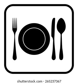 plate with spoon, knife and fork