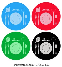 plate with spoon, knife and fork