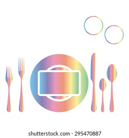 plate with spoon, knife and fork 