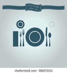 plate with spoon, knife and fork 
