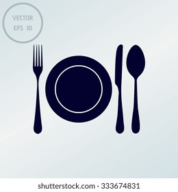 plate with spoon, knife and fork 