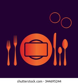 plate with spoon, knife and fork 
