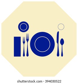plate with spoon, knife and fork 