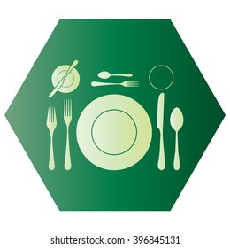 plate with spoon, knife and fork 