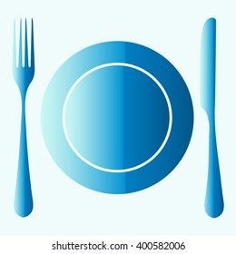 plate with spoon, knife and fork 