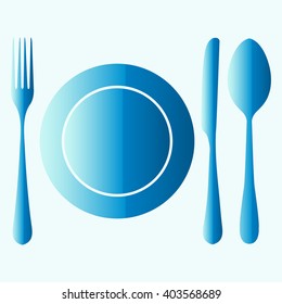 plate with spoon, knife and fork