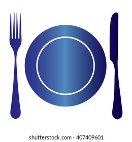 plate with spoon, knife and fork