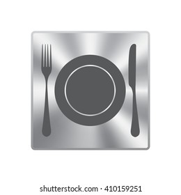 plate with spoon, knife and fork 