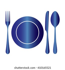 plate with spoon, knife and fork 