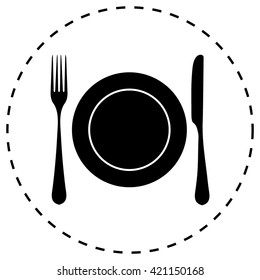 plate with spoon, knife and fork