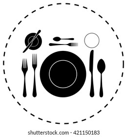 plate with spoon, knife and fork