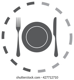 plate with spoon, knife and fork 