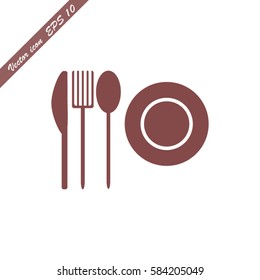 plate with spoon, knife and fork