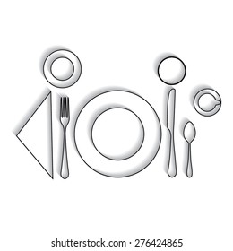 plate with spoon, knife and fork with shadow