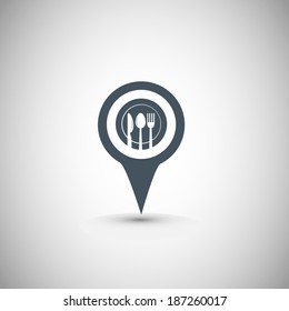plate with spoon, knife and fork Vector icon 