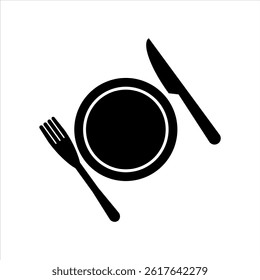 plate, spoon and knife icon vector