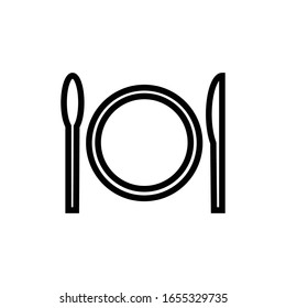 Plate Spoon Knife Line Icon Vector