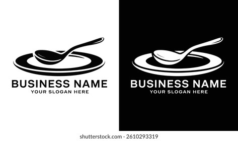 Plate and Spoon Logo Bold Black Dining for Restaurants