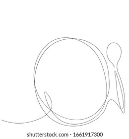 Ilustración vectorial de contorno de placa y cuchara