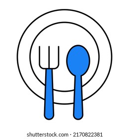 Plate with spoons, concept of tableware icon.