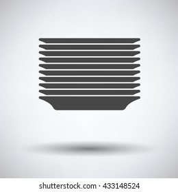 Plate stack icon on gray background with round shadow. Vector illustration.