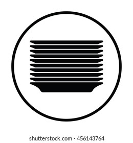 Plate stack icon. Thin circle design. Vector illustration.