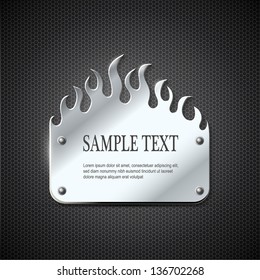 plate stainless steel fire flames style background eps10 vector illustration