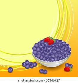 plate of strawberries and blueberries, vector