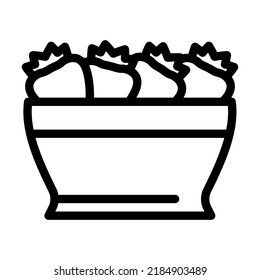 vector de icono de línea de fresas de placa. signo de fresas de placa. símbolo de contorno aislado ilustración negra