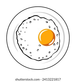 A PLATE OF SUNNY SIDE UP EGGS VECTOR ILLUSTRATION, SEPIRING TELUR MATA SAPI TAMPAK ATAS