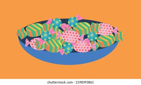 Plate with sweets, illustration, vector