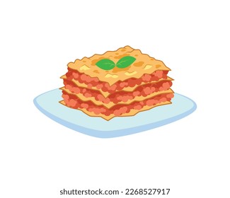 a Plate of Tasty and Delicious Lasagna Illustration