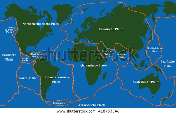 World Fault Line Map Plate Tectonics World Map Fault Lines Stock Vector (Royalty Free 